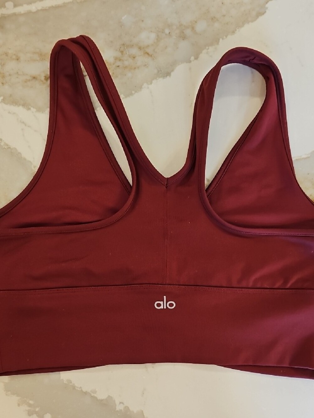 ALO Yoga Rust Ruched V-Neck Sports Bra - Picture 6 of 8